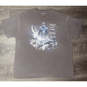 Checkered Flag Dale Earnhardt Jr Hall of Fame Class of 2021 T-Shirt Gray SZ L